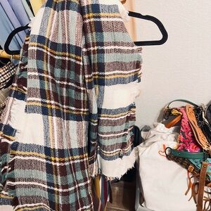 Kerisma Plaid Scarf in Blue, Brown, and Cream